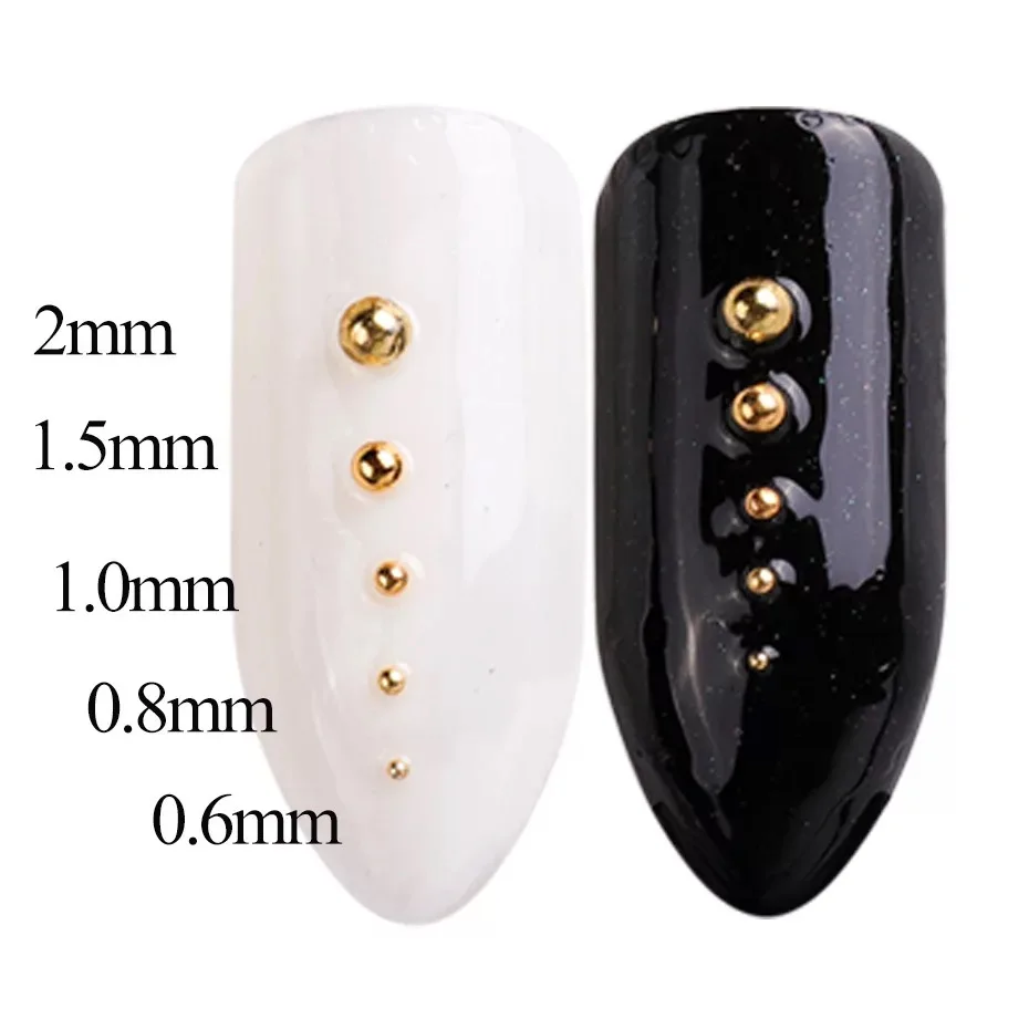 

Metal Micro Beads Stainless Steel 0.6mm-2.0mm Caviar Beads 3D DIY Gold/Silver/Rose Gold/Silver Grey Nail Art Accessory, Picture