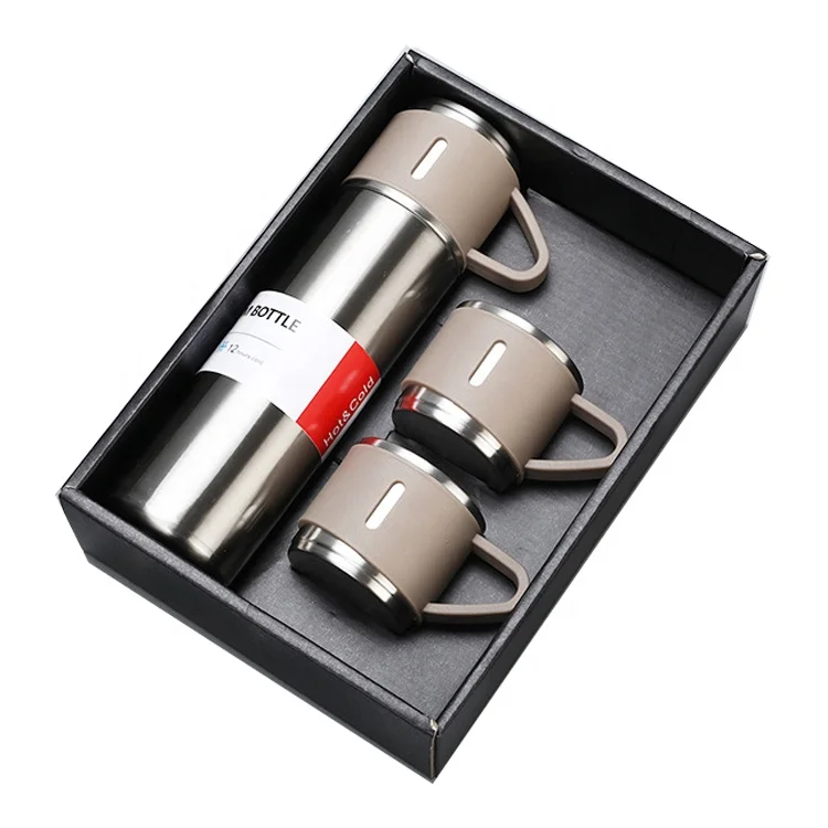 

Luxury powder coating stainless steel vacuum flasks & thermoses insulated tea coffee thermos bottle with cups set 500ML