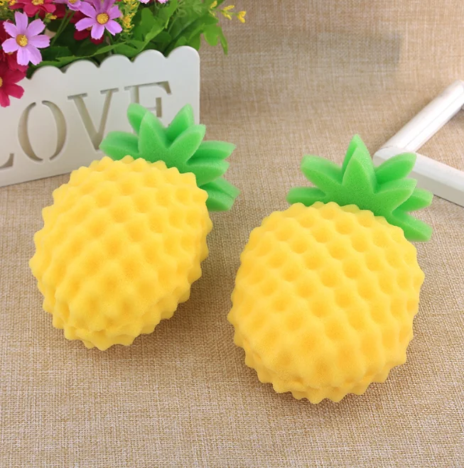 

Three dimensional high water absorption fruit pineapple bath sponge, As pics