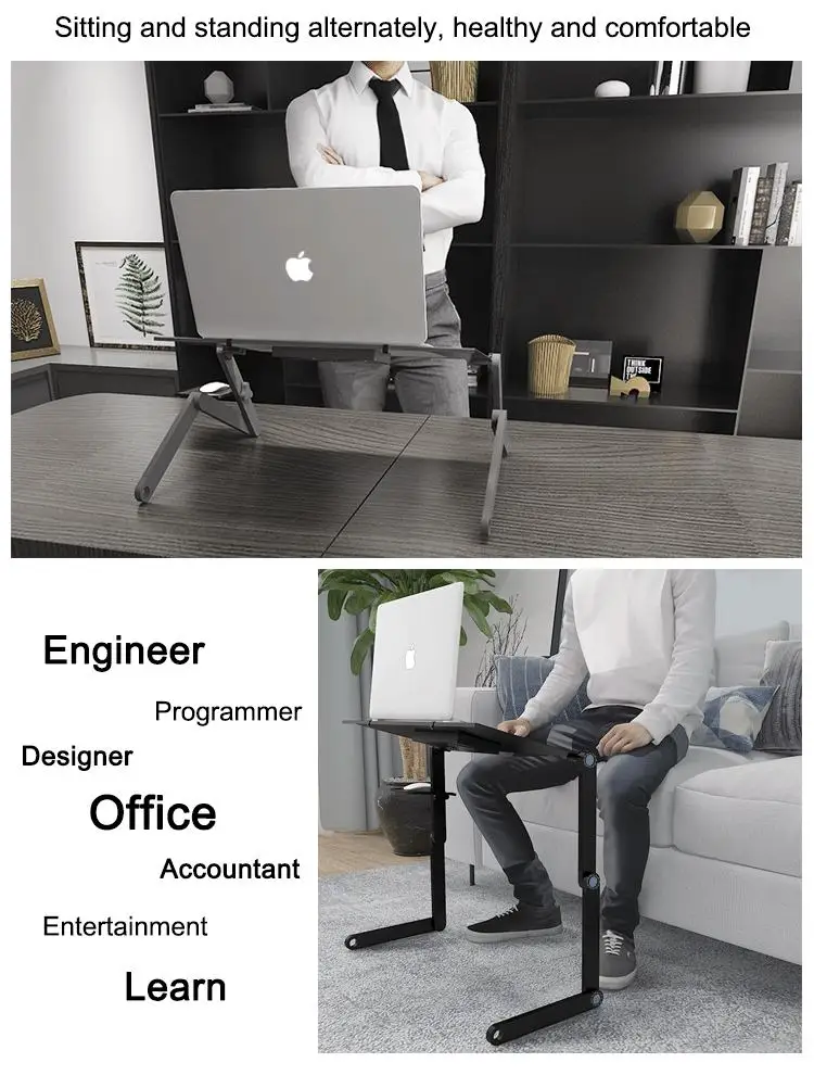 2021 Home Office Outdoor Aluminium Klapp-laptop-tisch Mit Lüfter Bett