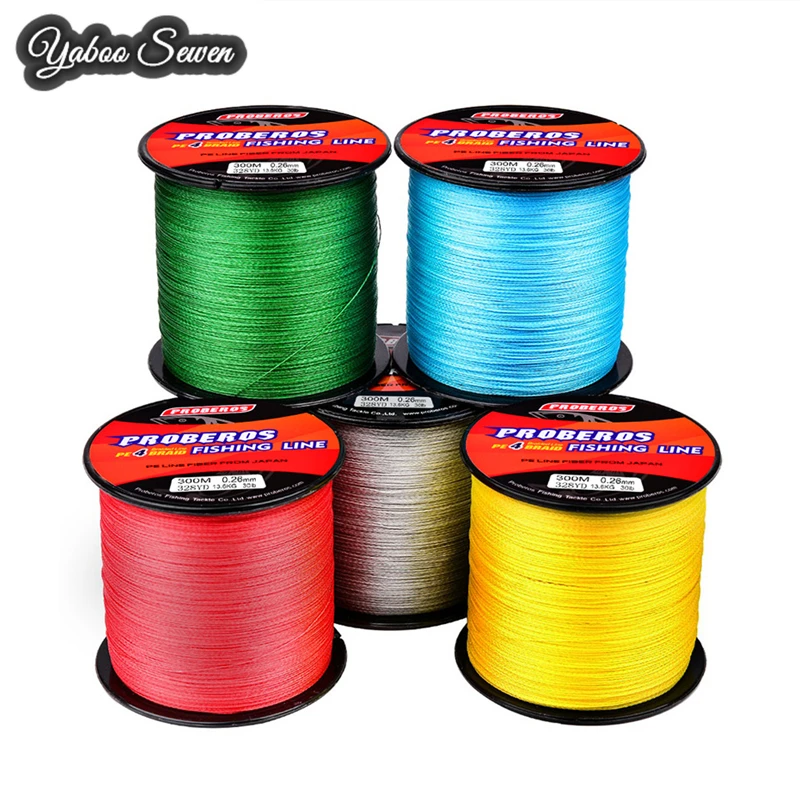 

300m 500m 1000m 4 Strands  High Strength PE Fishing Line Single Colors, Red/yellow/gray/blue/green