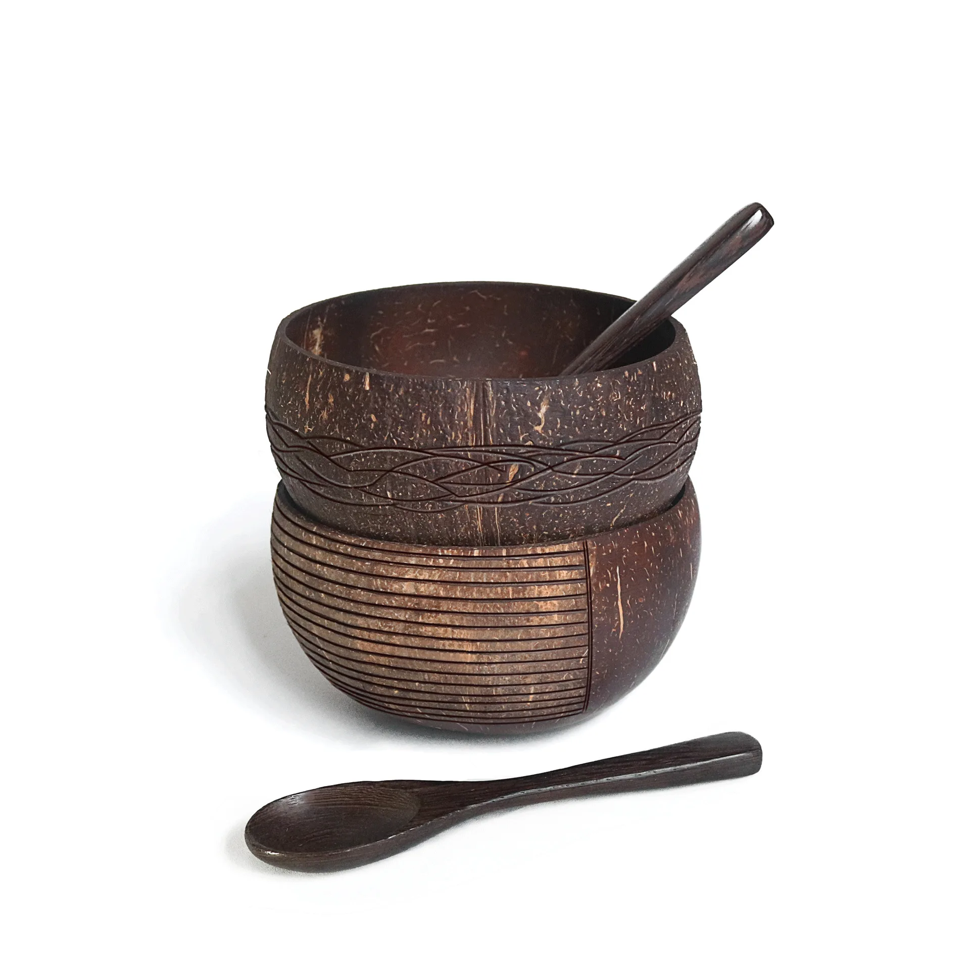 

wholesale Handicraft plant shell Natural coconut bowl spoon set