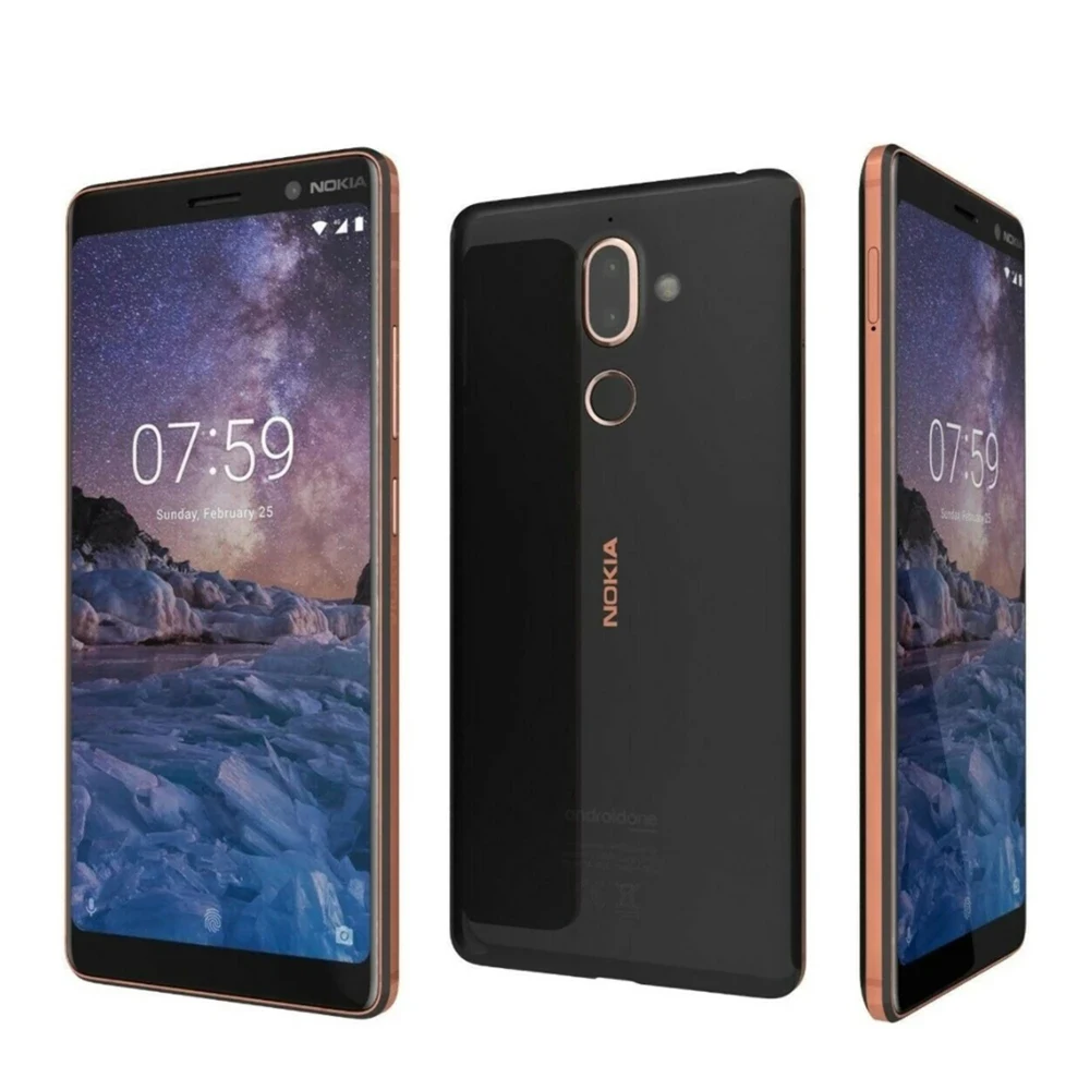 

For Nokia 7 plus Mobile Phone Android Full Screen Dual SIM 4G Black 6+64G Senior Fashion Android Cellphones With Fingerprint