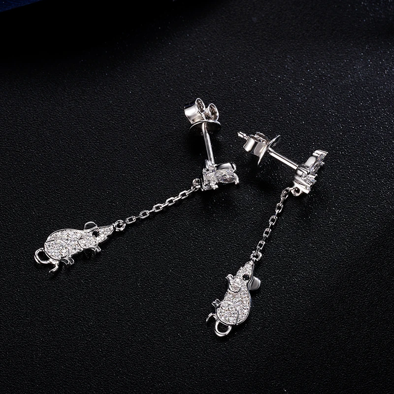 

Fashion Earings for Women 2021 Mouse Zodiac Shiny 925 Sterling Silver Drop Earrings