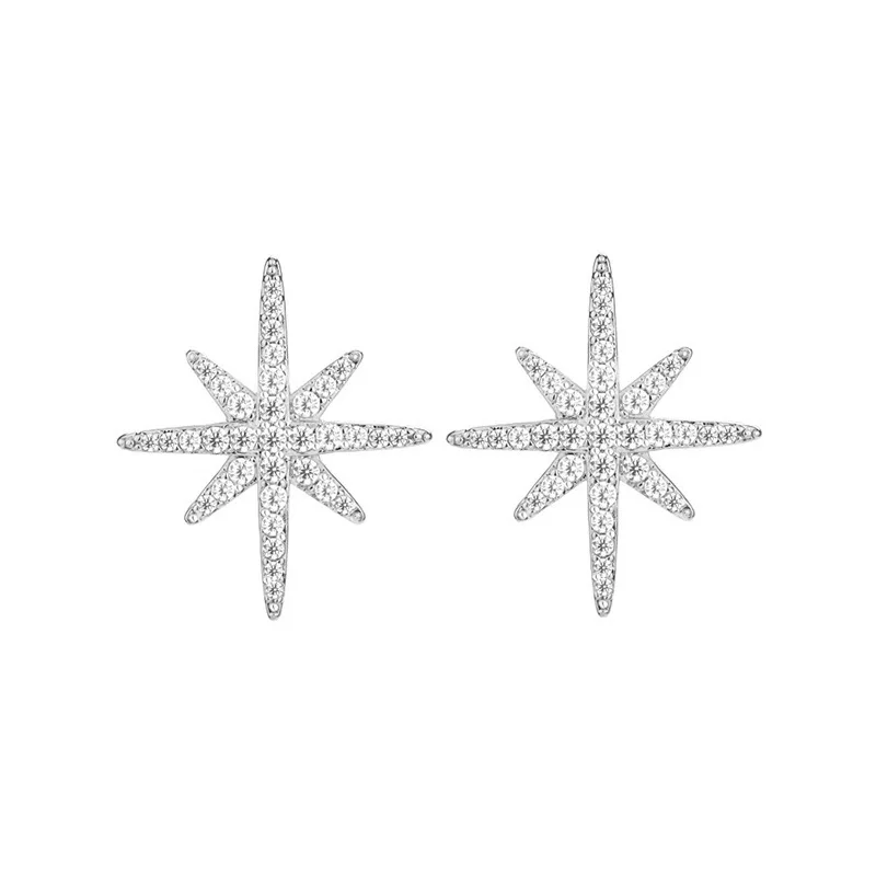 

Excellent Quality Sterling Silver Eardrop Simple Design Blingbling Light Star Earrings, Picture