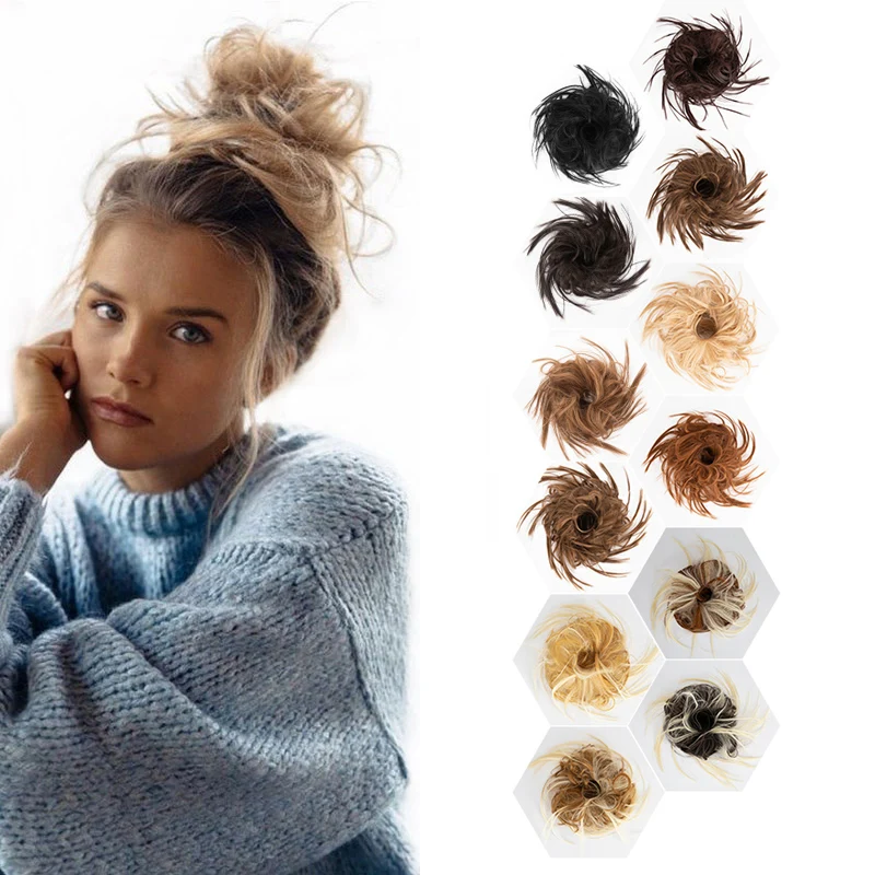 

Synthetic Hair Chignon Messy Hair Bun With Elastic Band Scrunchies Donut Updo Hairpiece For Women, 13 colors is available