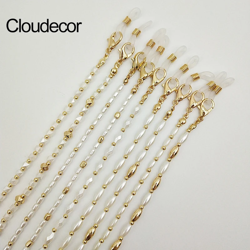 

Elegant Masker Straps Pearl For Glasses Gold Plated Eyeglass Chain Beaded Glasses Holder Necklace Pearl Strap Shoulder Chain