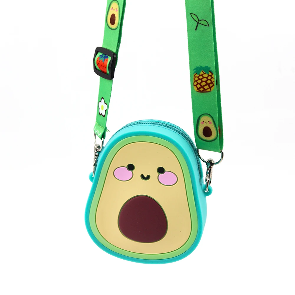 

Avocado Messenger Bag Push Bubble Antistress Children Toy Keychain Wallet, As show