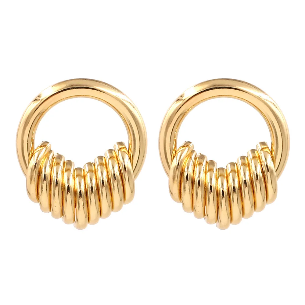 

2021 Luxury French Retro Real 18k Gold Plated Gold Earrings Temperament Simple Cold Metal Style African Earrings Women Jewelry