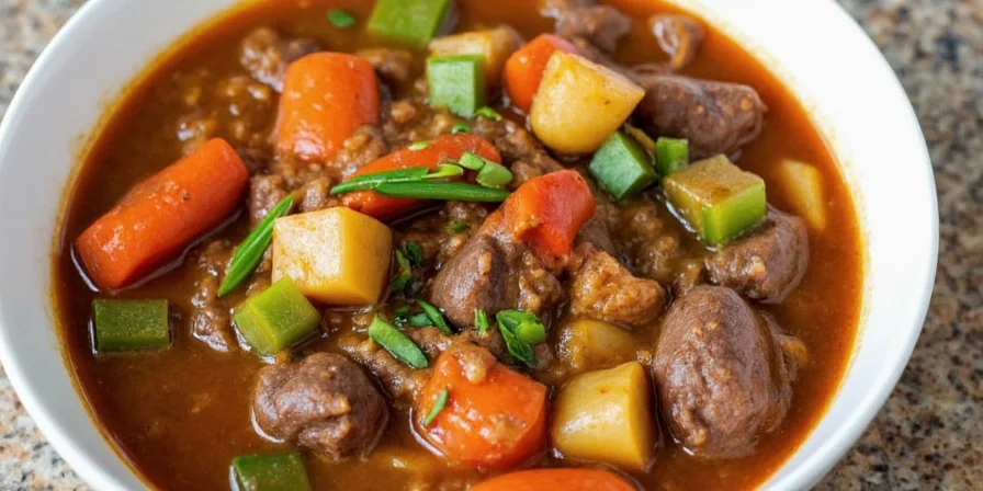 Bo Kho served with baguette and herbs