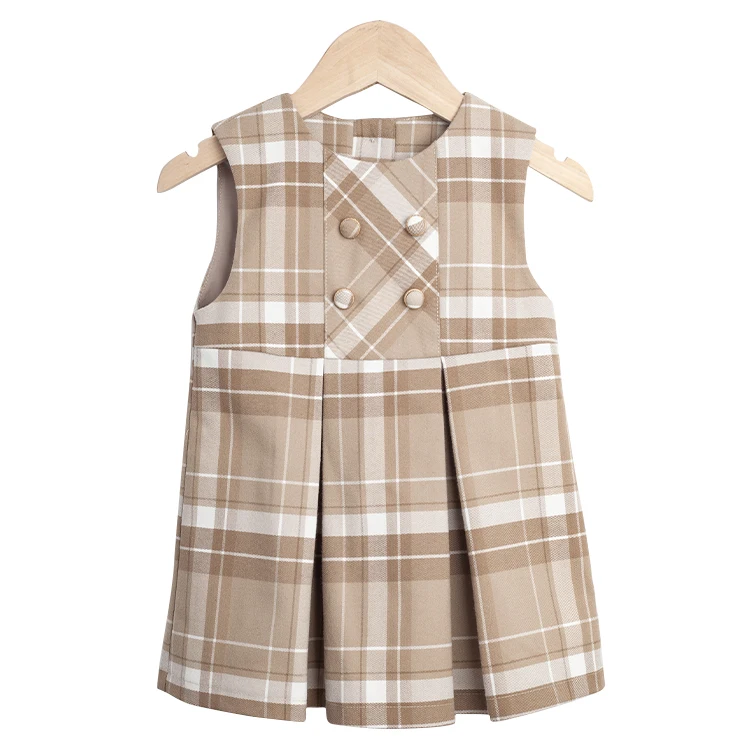 

Boutiques Girls Summer Excellent Quality Sleeveless Baby Plaid Dress, Picture shows