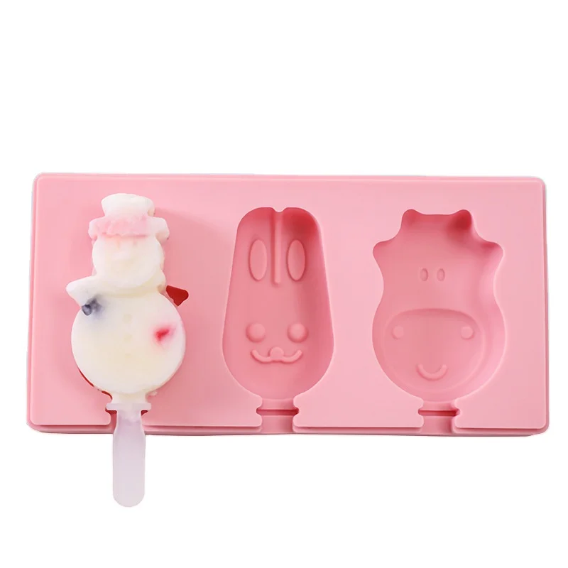 

New DIY popsicle Molds Cute Cartoon Reusable BPA Free Easy Release silicone Ice Cream Molds, Pink or custom