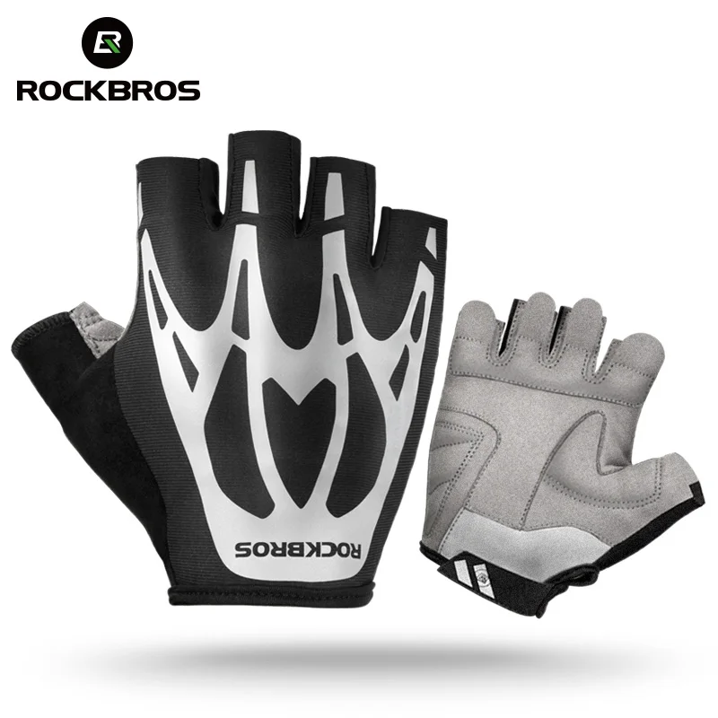 

ROCKBROS Bicycle Half Fingger Gloves Shockproof Breathable Men Women Summer MTB Mountain bike Sports super cool Cycling Gloves, Black