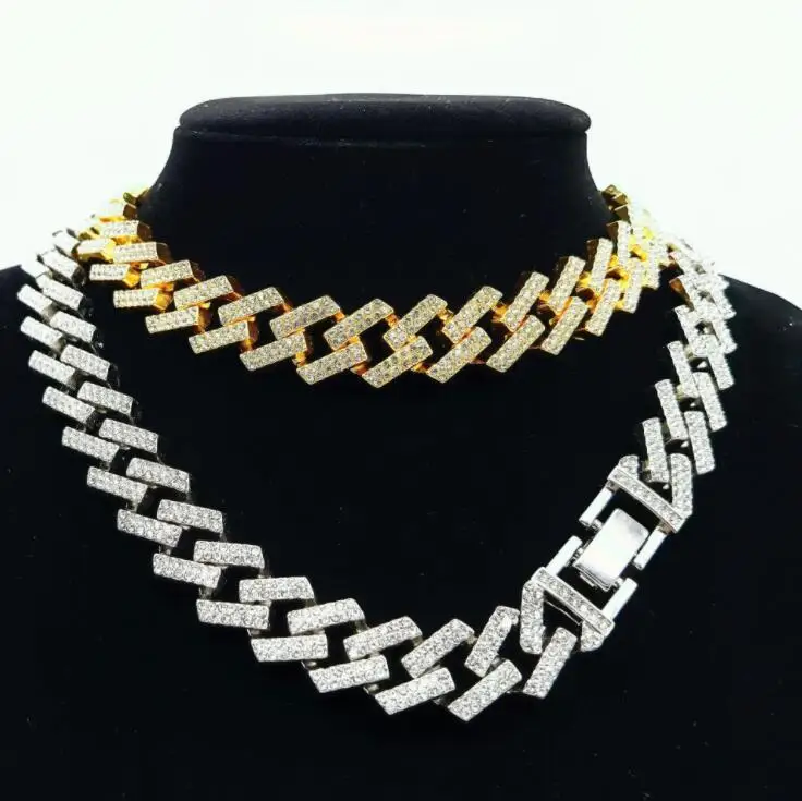 

New necklace European and American hip-hop Cuban chain simple diamond-shaped men's necklace hiphop fashion wild couple necklace