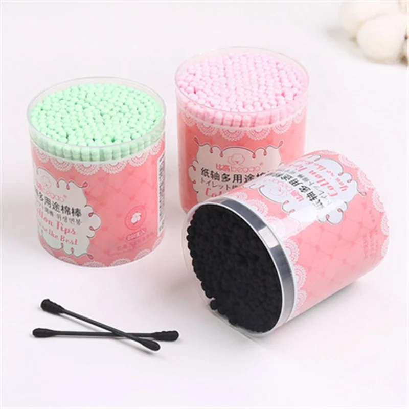 

Wholesale Double-head Health Cotton Bud, Green/black/pink