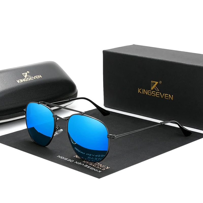 

KINGSEVEN Glasses Men Vintage Sun Glasses For Men Polarized Hexagon Glasses Women Stainless Steel Lunette De Soleil Femme 7748