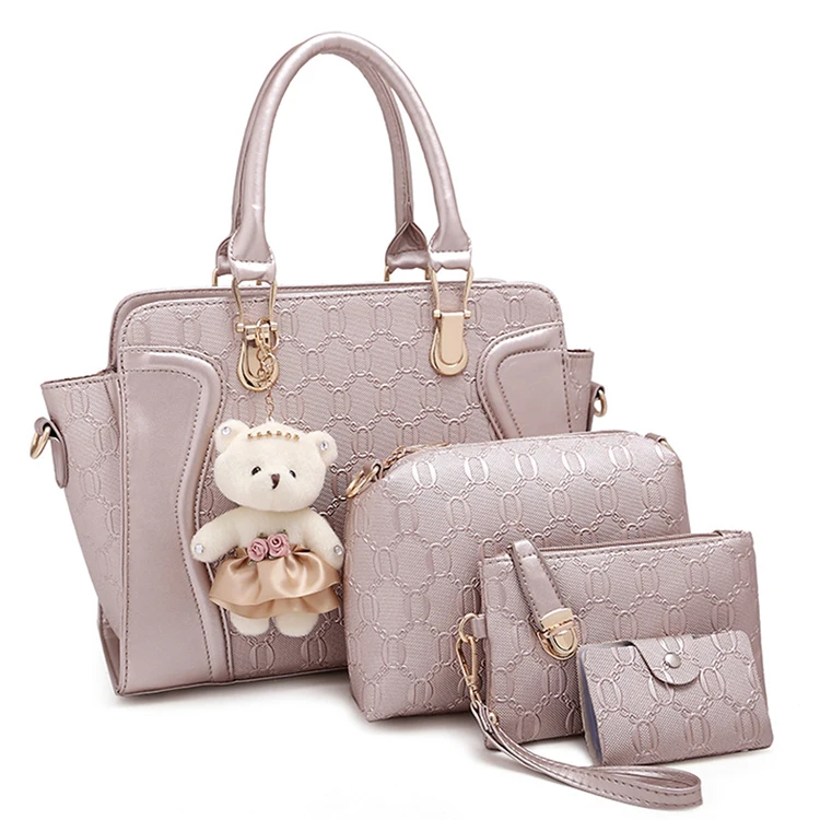 

2022 Hot Selling Portable Crossbody Bag Retro Rivet 4Pcs Set PU Leather Purses And Handbags Large Capacity Tote Bag