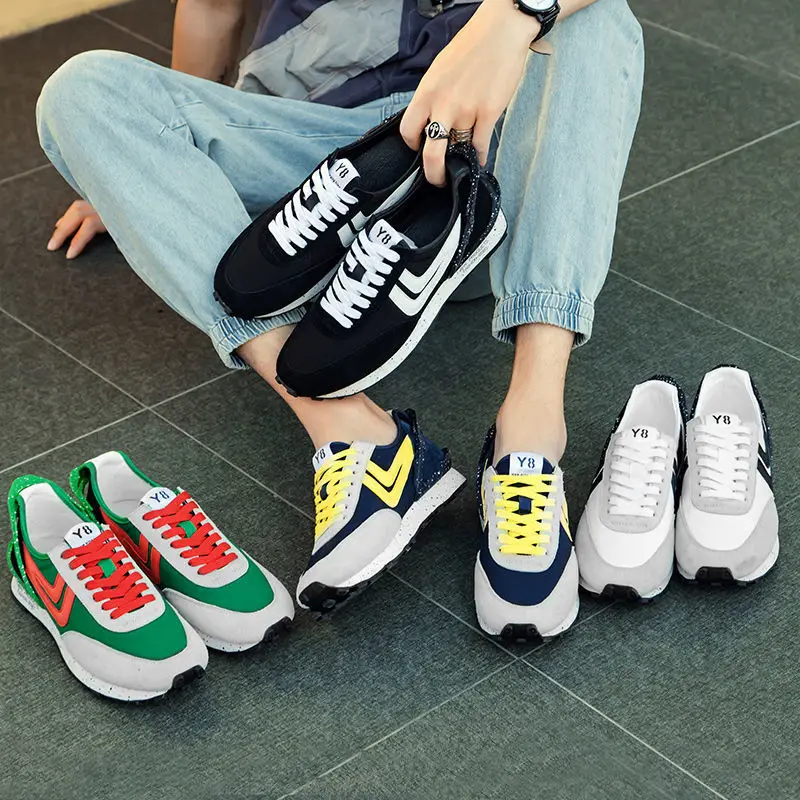 

2020 New Forrest Canvas Shoes Men's Fashion Casual Sports Running Shoes Breathable Flat-Bottom Trendy Shoes, Green+black