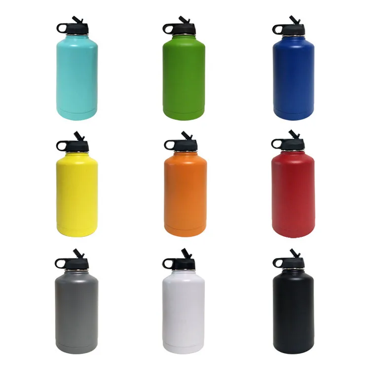 

Eco friendly 64oz double wall insulated flask sport water bottle stainless steel drinking bottle vacuum flask, Black, white, green and custom color
