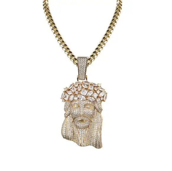 

Iced Out Hip Hop Big Size Jesus Pendants Necklace For Men, Silver/gold