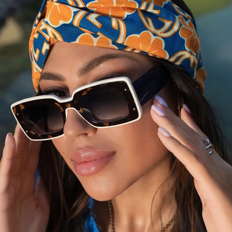 

Big square frame snake pattern new fashion couples luxury shades sunshade beach unisex mens womens sunglasses 2022