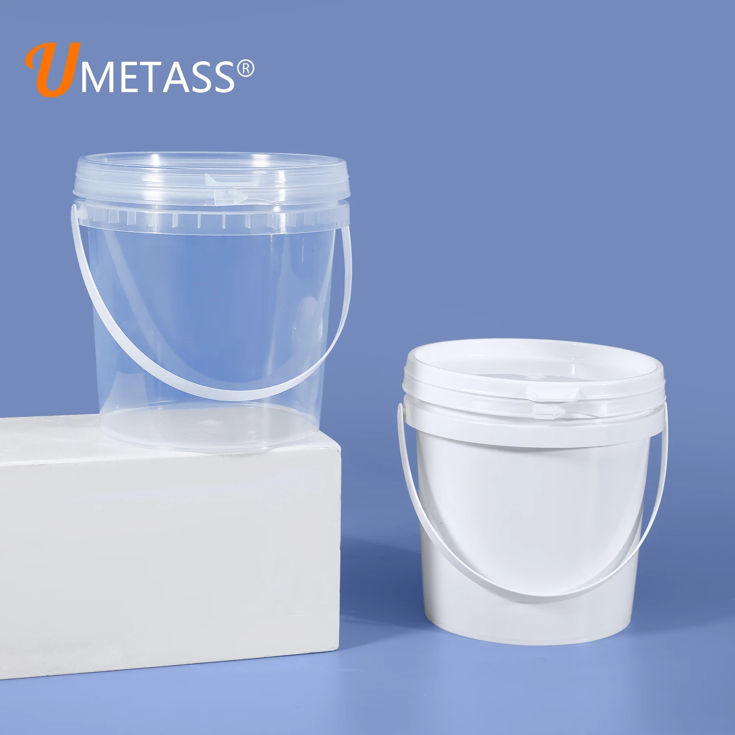 

Empty 1L Food Grade Clear White Black Square Plastic Container Bucket with Seal Lid