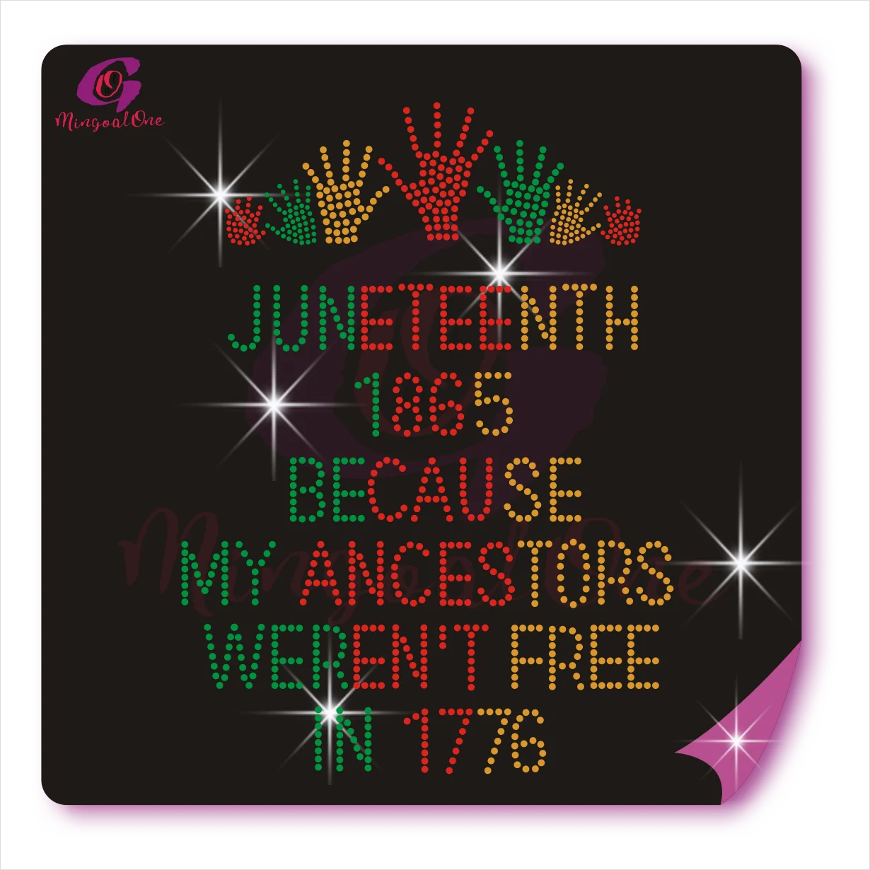 

New Coming Juneteenth Hotfix Rhinestone Transfer Design Custom Letter Rhinestone Heat Transfer Motif, Select from color chart