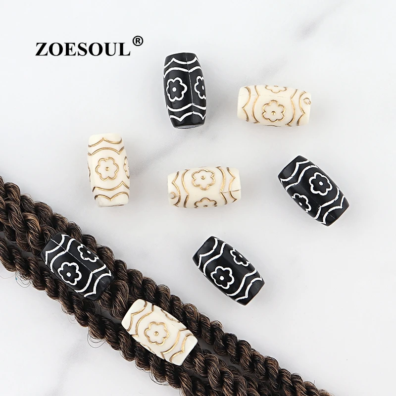 

Free Shipping 6mm Acrylic Black and White Flower Round Plastic Dreadlock Braiding Hair Accessory Beads