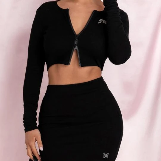 

6026 Casual Party Club Outfits Matching Skirt Sets Knit Striped Crop Top Skirt Dress 2 Piece Set Women Clothing, Picture color