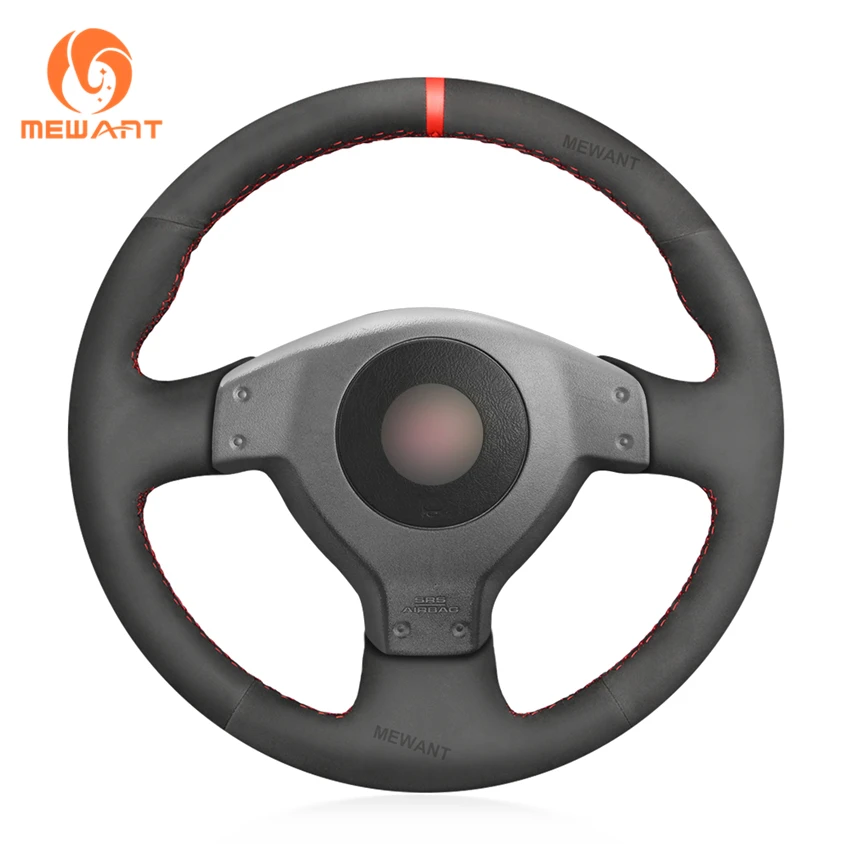 

Custom Hand Sewing Black Soft Suede Steering Wheel Cover for Subaru Impreza WRX STI 2002 2003 2004