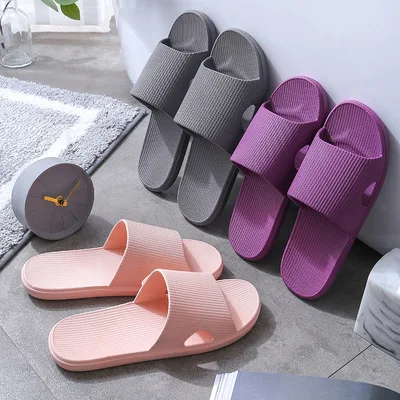 

2021 wholesale PVC non-slip home flip flops indoor high elastic couple sandals and slippers women, Yellow blue pink