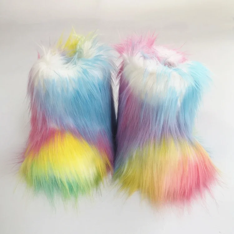

wholesale mommy and me cheap fur snow boots set kids children faux fur boots with matching bag and headband women fur snow