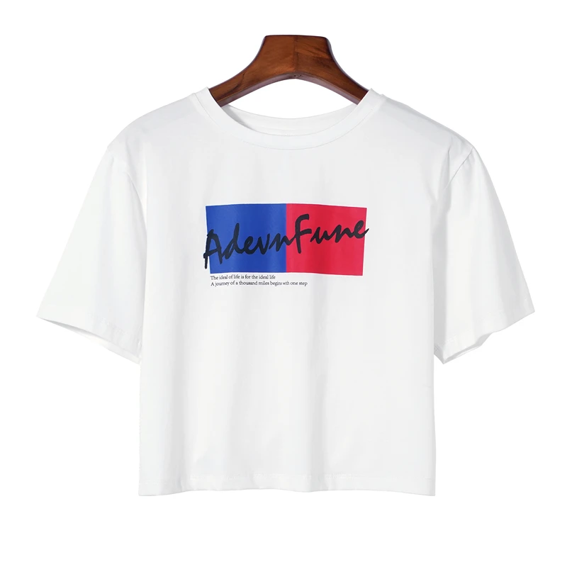 

Rummandy 2021 Hot Sale Women Crop Top Print T-Shirt Crewneck T Shirt Women Short Sleeve Summer Tops Tee Shirt, Customized color