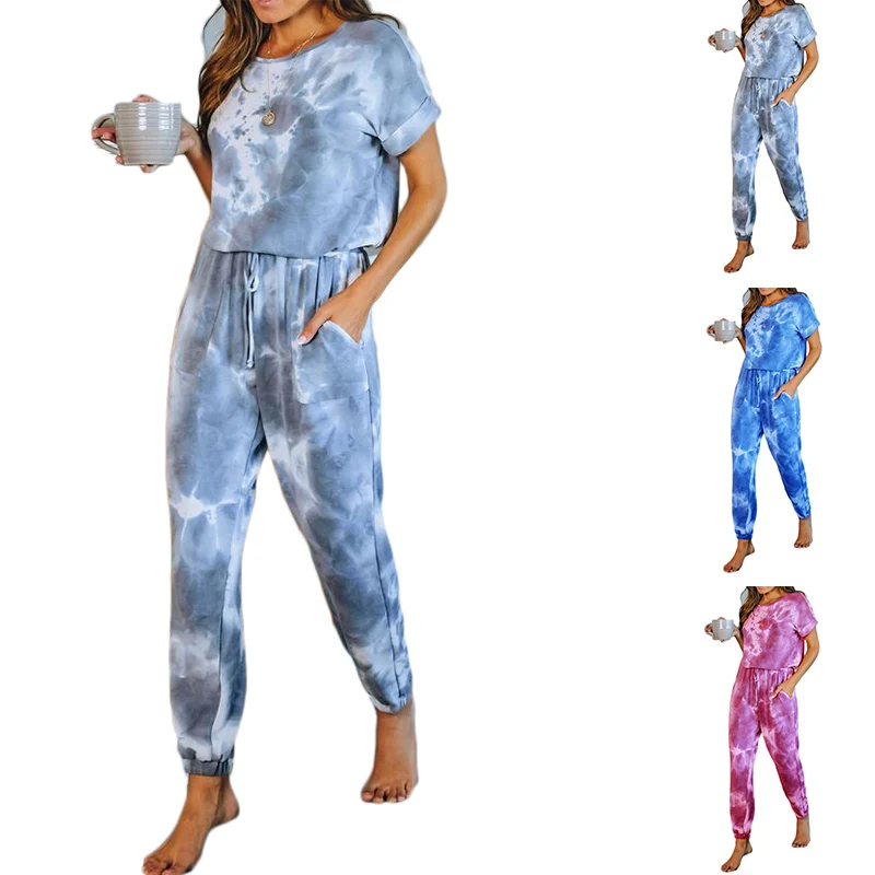 

Wholesale Sexy Summer Loose V Neck Short Sleeve Casual Home Wear Women Pajama Sets Sleepwear Pajamas