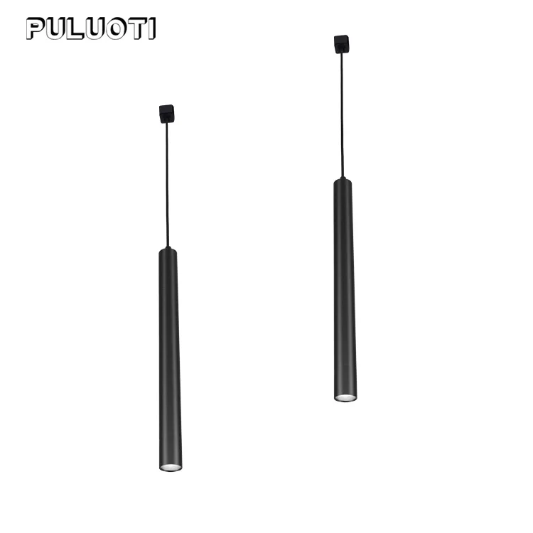 Nordic Pendant Lights Long Tube Aluminum Black Hanging Kitchen Light Length Adjustable Home Hotel Hall Lighting Lamp