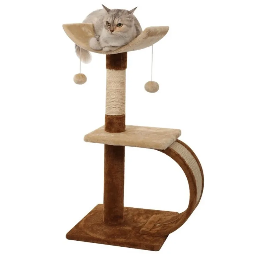 

New wooden cat climbing frame fun toy two-tier luxury version grinding claw supplies sisal cat tree, Customized color