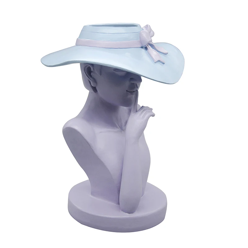 

2021 Original design Wholesales Resin Lady Head Flower Vase For Home Decor Modern lady head vase decorative Face Statue Planter