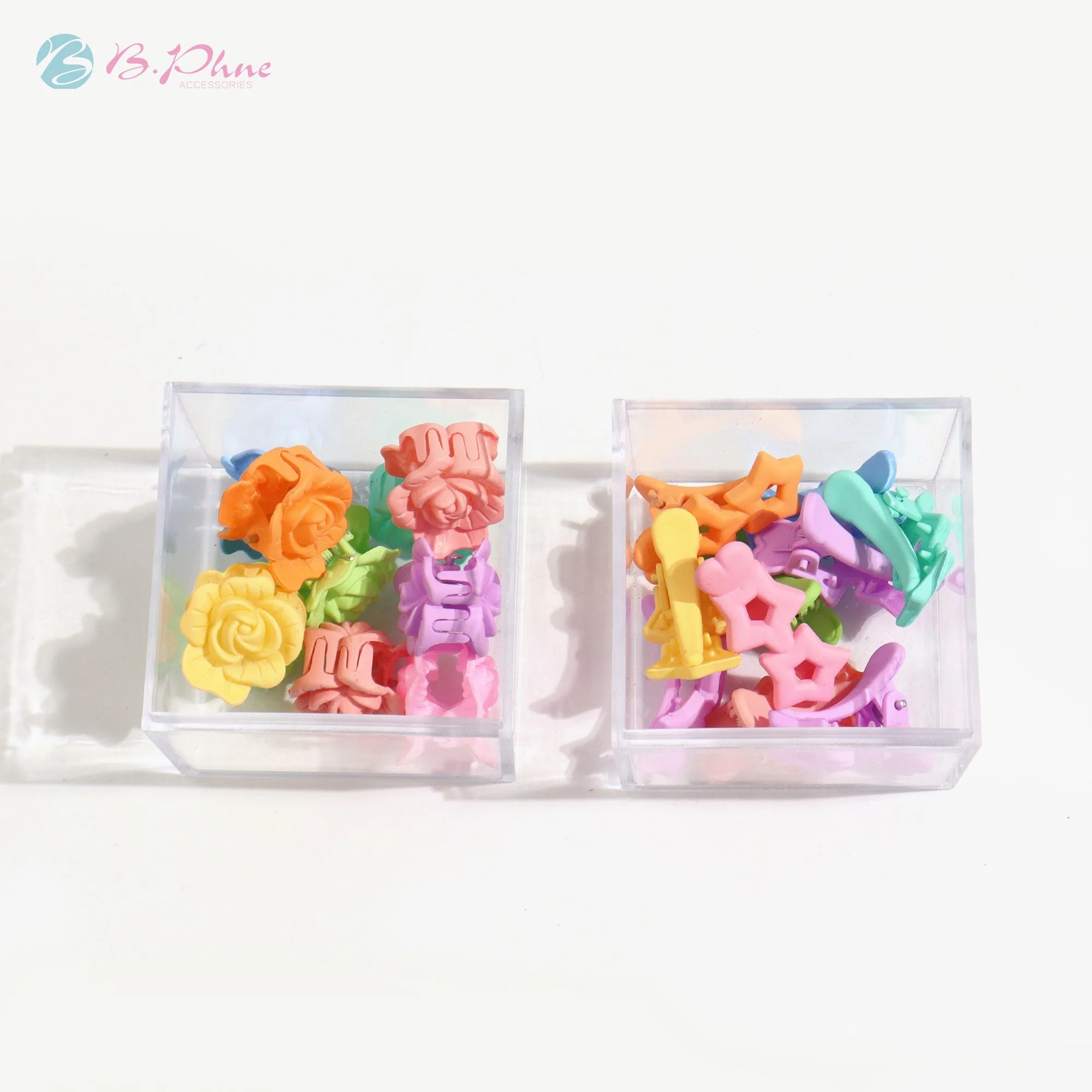 

B.phne factory wholesale mini star hair claws 10pcs Roses flower plastic pc hair claw clip for women girls hair accessories