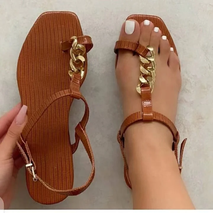

2021 New Arrivals Woman Flip Flop Chain Sandals Casual Fashion Shoes Wholesale Ladies Slide Footwear Women Flat Sandals Slippers