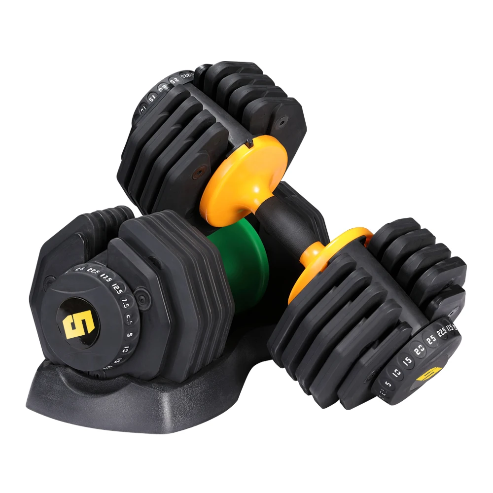 

schvodon/oem/odm weight lifting adjustable dumbbell 25kg for home gym equipment, Yellow&black, green&black