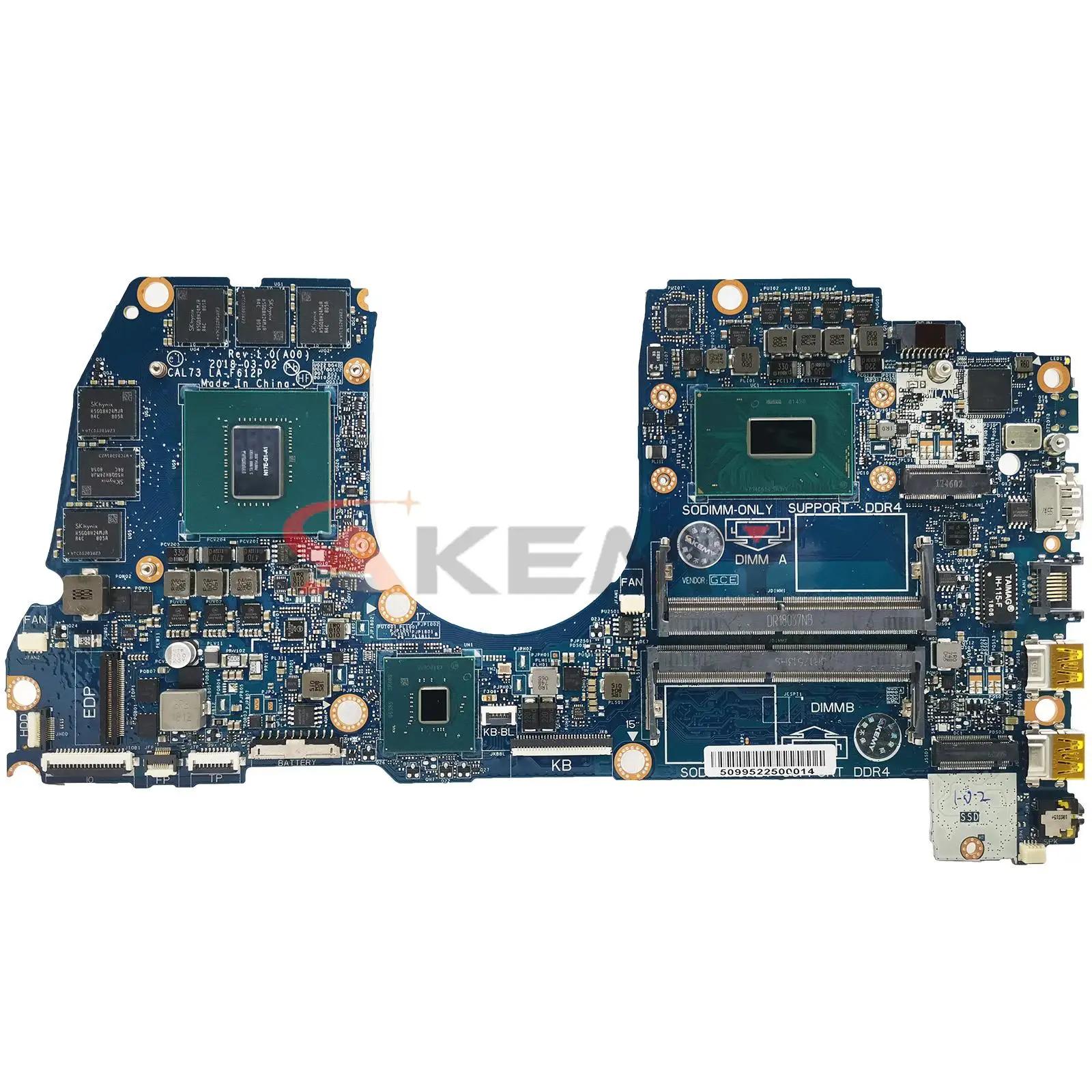 

CAL73 LA-F612P For Dell Inspiron G3 17-3779 15-3579 Notebook Mainboard CN-02K19K 2K19K 08Y3FV GTX1060 6G Laptop Motherboard