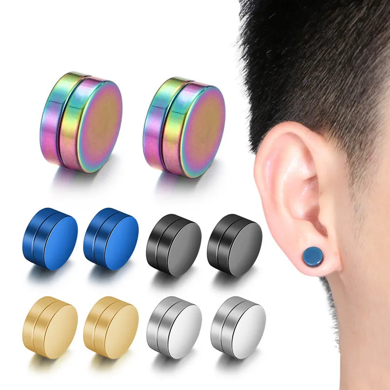 

2023 Unisex Fashion Stainless Steel Magnet Ear Clip Earring Tide Ear Studs Earless Piercing Jewelry with Rose Gold Plating