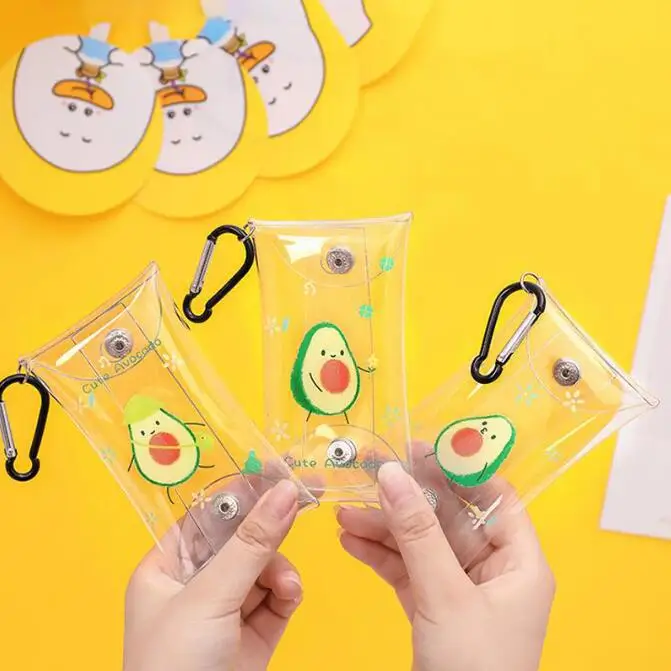 Cute Fruit Transparent Waterproof  Pencil Bags Coin Purse Wallet Pocket Bag Keychain Earphone Bag