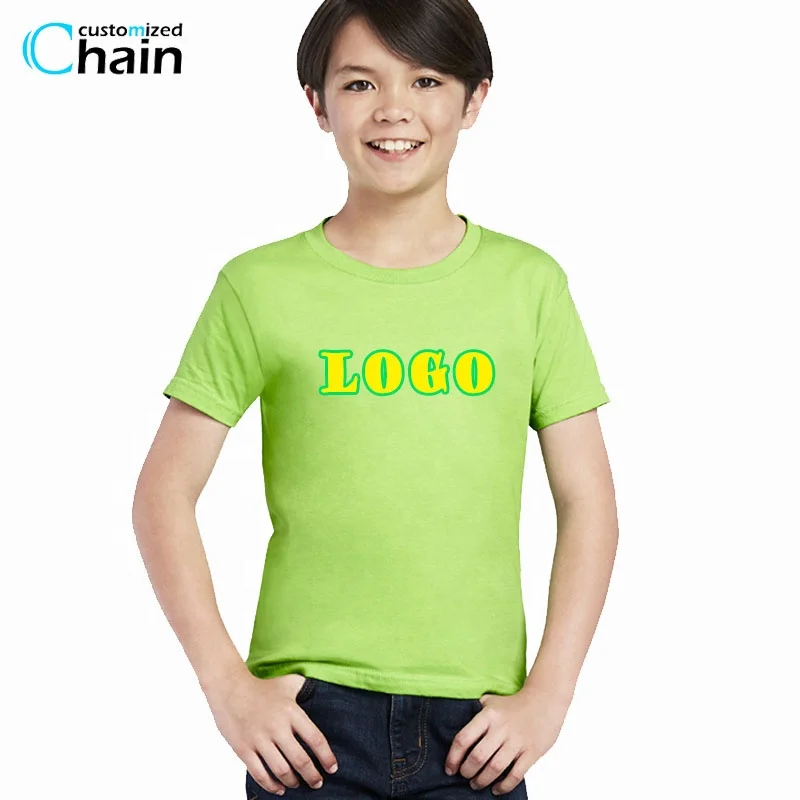 

MOQ 2 pieces 100% cotton tshirts 180 grams kids Tee Shirt Custom Tshirts printed logo children boys TEE O-NECK round tshirt