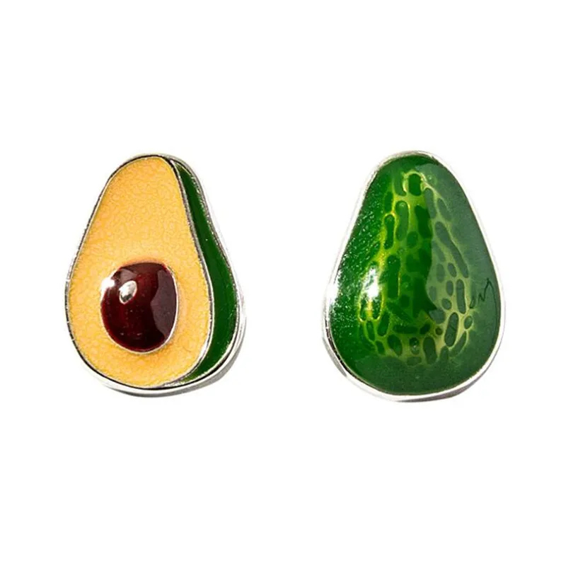 

Arrival Creative Avocado Handmade Epoxy 925 Sterling Silver Jewelry Personality Cute Green Fruit Stud Earrings
