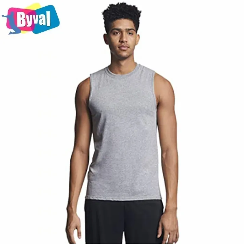 

T-shirt Cotton 100% O-neck Sleeveless Gym Shirt Muscle Fit Men T-shirt, Customized color