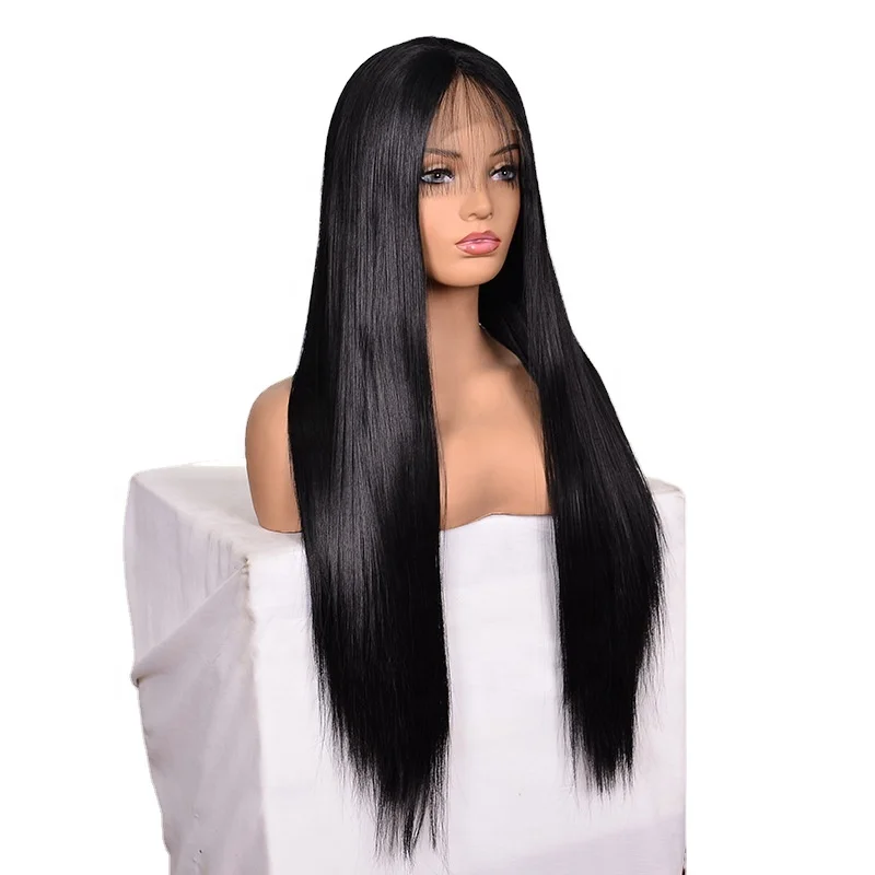 

Ladies wigs Hand-woven front lace Ladies long straight hair chemical fiber headgear T-lace wig