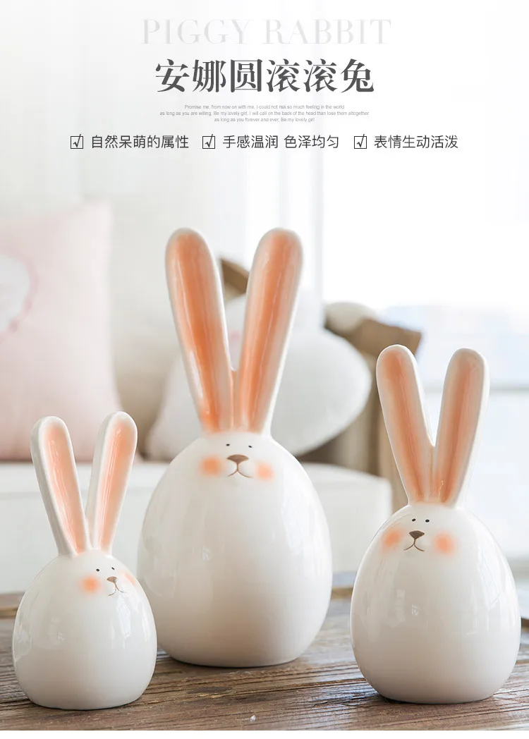 Dropship Custom Home Decoration Accessories Living Room Colored Ceramic Rabbit Figurine