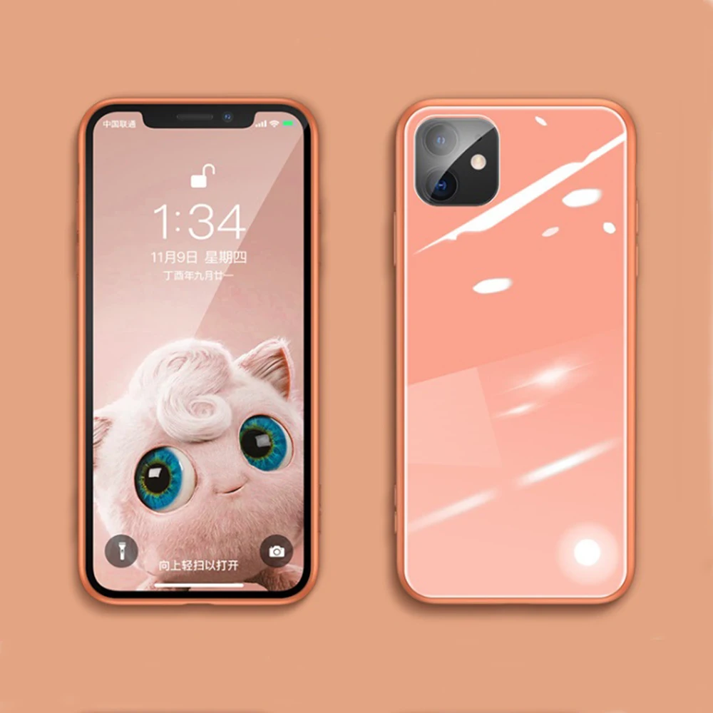 

2020 New Anti-knock Laser Logo Tempered Glass Phone Cases For iPhone 11 Pro Max, Accept customized