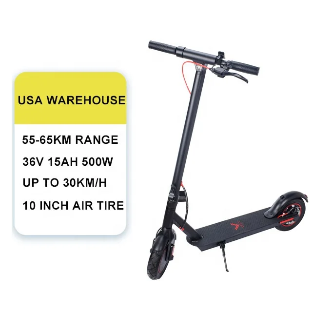 

USA Warehouse Direct Free Dropshipping 36V 15Ah 500W 30km/h 10inch Air Tires Up to 65km Range Fold Fast Adult Electric Scooter